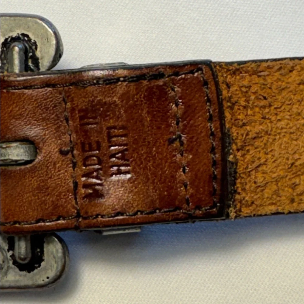 Unbranded Leather Braided Belt Silver Metal Buckle Rodeo, Western‎